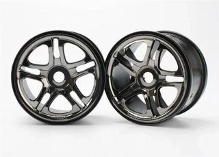 Traxxas Split Spoke 3.8" Black Chrome Wheels w/17mm Splined Hexes