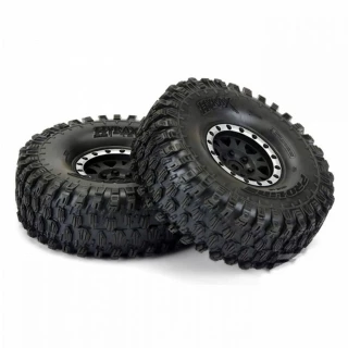 Pro-Line Hyrax 1.9 G8 Tires on Impulse Black/Silver Beadlock Wheels (2)