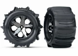 Traxxas Paddle Tires & Black Chrome 2.8" Wheels for Stampede 2WD & Rustler Rear