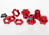 Traxxas 17mm Splined Red Aluminum Wheel Hubs, Nuts & Screw Pins (4)