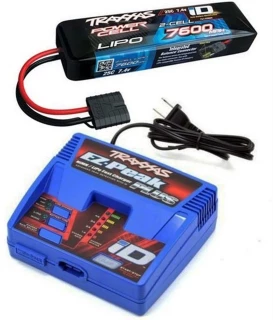 Traxxas EZ-Peak Plus LiPo Charger & 7600mAh 7.4V iD Battery Combo SLASH 2WD 4X4