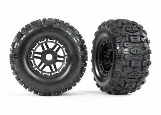 Traxxas Maxx 4S Sledgehammer Tires on Black Wheels 17mm Splined Hex (2)