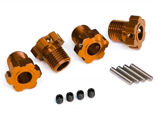 Traxxas Orange Aluminum 17mm Spline Wheel Hubs (4) w/Pins & Set Screws