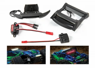 Traxxas Rustler 4x4 Complete LED Light Set w/Bumper & Roof Skid, Power Supply & Power Tap