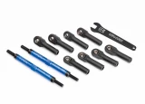 Traxxas E-Revo 2.0 Blue 7075-T6 Aluminum TUBES Toe Links w/Rod Ends, Hollow Balls & Wrench