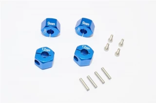 GPM Blue Aluminum 9mm Thick Locking Hex Hubs for 4-Tec 2.0