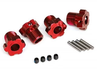 Traxxas Red Aluminum 17mm Splined Hex Wheel Hubs w/Pins & Set Screws