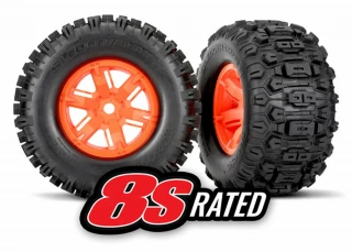 Traxxas X-Maxx Sledgehammer Tires Pre-Mounted on Orange Wheels