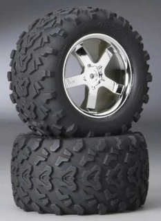 Traxxas Tires on 3.8" Hurricane Chrome Wheels: T-Maxx, Revo