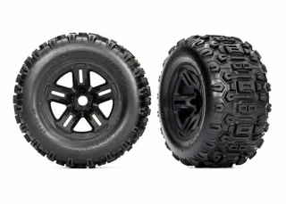 Traxxas Sledgehammer Tires assembled, 3.8' Black Wheels with Foam Inserts