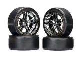 Traxxas 4-Tec 2.0 Front & Rear Drift Tires on Split-Spoke Black Chrome Wheels