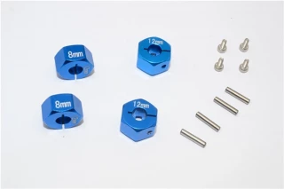 GPM Blue Aluminum 8mm Thick Locking Hex Hubs for 4-Tec 2.0