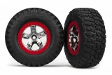 Traxxas Tires & wheels, assembled, glued (SCT chrome, red beadlock style wheels, BFGoodrichÃ‚Â® Mud-Terrain  T/A KM2 tires, foam inserts) (2)(4WD front/rear, 2WD rear only)