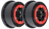 Pro-Line Split Six 2.2"/3.0" Red/Black Bead-Loc Wheels: Front & Rear Slash 4x4 - Rear Slash 2WD