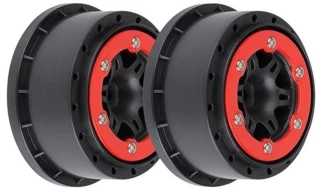 Pro-Line Split Six 2.2"/3.0" Red/Black Bead-Loc Wheels: Front & Rear Slash 4x4 - Rear Slash 2WD