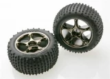 Traxxas Bandit Rear Alias Tires Mounted on Tracer Black Chrome Wheels