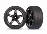 Traxxas Extra Wide Rear 2.1' Response Tires on Split-Spoke Black Chrome Wheels: Chevrolet Stingray