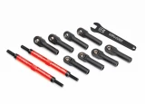 Traxxas E-Revo 2.0 Red 7075-T6 Aluminum TUBES Toe Links w/Rod Ends, Hollow Balls & Wrench