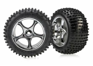 Traxxas Bandit Rear Alias Tires Mounted on Tracer Chrome Wheels