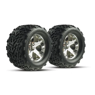 Traxxas Rear All-Star Chrome Wheels w/ Talon Tires (2): Stampede VXL