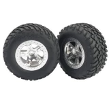 Traxxas Front Tires & Satin Chrome Wheels (2) Slash