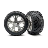 Traxxas Rear Chrome All-Star Wheels w/Anaconda Tires: Stampede, Rustler