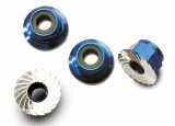 Traxxas 4mm Nuts Blue Aluminum Flanged Serrated Locknuts