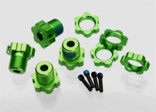 Traxxas 17mm Splined Green Aluminum Wheel Hubs, Nuts & Screw Pins (4)