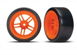 Traxxas 4-Tec 2.0 Rear Drift Tires on Split-Spoke Orange Wheels (2)