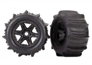 Traxxas Paddle Tires Mounted on Black 3.8 Wheels (2)