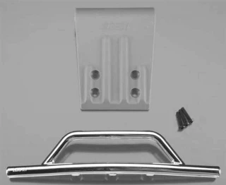 RPM Chrome Front Bumper & Gray Skid Plate for Slash 2WD & Nitro Slash