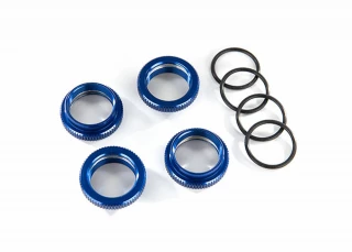 Traxxas GT-Maxx Shocks Blue Aluminum Spring Retainer Adjusters (4) Assembled with O-Rings