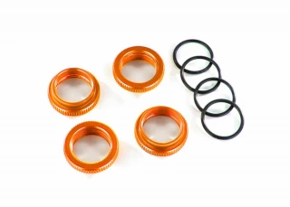 Traxxas GT-Maxx Shocks Orange Aluminum Spring Retainer Adjusters (4) Assembled with O-Rings