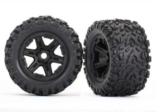 Traxxas E-Revo 2 Talon EXT Tires Mounted on Black Wheels w/17mm Splined Hex