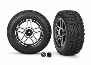 Traxxas 2.6 Satin Chrome-Plated Wheels & Tires with Mercedes Center Caps (requires #8255A ext stub axle) for TRX-4