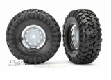 Traxxas Canyon Trail 1.9 Tires on Chrome Wheels with Center Caps & Decals for TRX-4 TRX-6 (Requires #8255A extended stub axle)