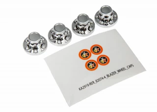 Traxxas TRX-4 Blazer Chrome Wheel Center Caps w/Decals (requires #8255A extended stub axle)