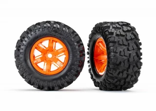 Traxxas X-Maxx Pre-Mounted Maxx AT Tires on Orange Wheels (2)