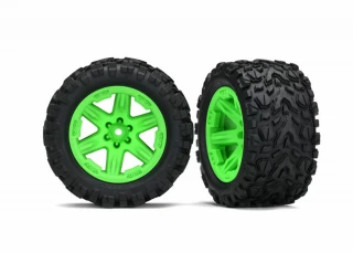 Traxxas 2.8 Talon Extreme Tires on Green Wheels for 2WD Electric Rear