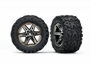 Traxxas Rustler 4x4 Talon Extreme Tires on Black Chrome Wheels (4x4 F/R, 2WD Fr)