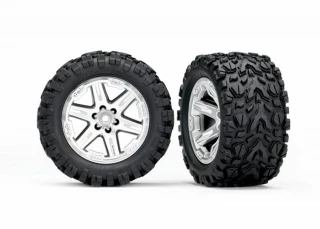 Traxxas Rustler 4x4 Talon Extreme Tires on Satin Chrome Wheels (4x4 F/R, 2WD Fr)