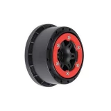 Pro-Line Split Six 2.2"/3.0" Red/Black Bead-Loc Wheels(2): Front Slash 2WD