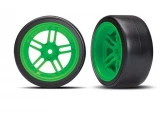 Traxxas 4-Tec 2.0 Rear Drift Tires on Split-Spoke Green Wheels (2)