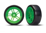 Traxxas 4-Tec 2.0 Front Drift Tires on Split-Spoke Green Wheels (2)