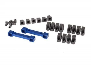 Traxxas 4-Tec 2.0 Blue Aluminum Suspension Arm Mounts w/Hinge Pin Retainers & Inserts