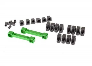 Traxxas 4-Tec 2.0 Green Aluminum Suspension Arm Mounts w/Hinge Pin Retainers & Inserts