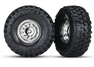 Traxxas TRX-4 1.9" Canyon Trail Tires on Chrome Wheels (2) (requires #8255A extended stub axle)