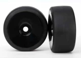 Traxxas XO-1 Front S1 Slick Tires Pre-Glued on Black Dished Wheels (2)