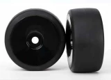 Traxxas XO-1 Rear S1 Slick Tires Pre-Glued on Black Dished Wheels (2)