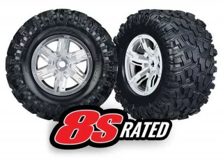 Traxxas X-Maxx Tires Pre-Mounted on Satin Chrome Wheels